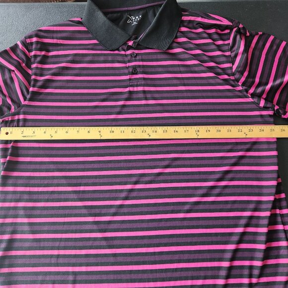 XPBX Pro Polo Shirt Pink Black Striped Short Sleeve Golf Shirt XXL 2XL‎ EUC - Picture 7 of 8